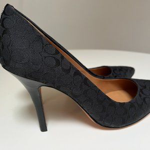 New black Signature Jacquard Coach heels
